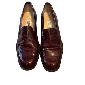 Enzo Angiolini Brown Cognac Crocodile Loafer.  Women's Size 6